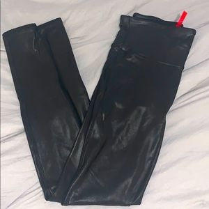 NWOT BLACK SPANX LEATHER LEGGINGS